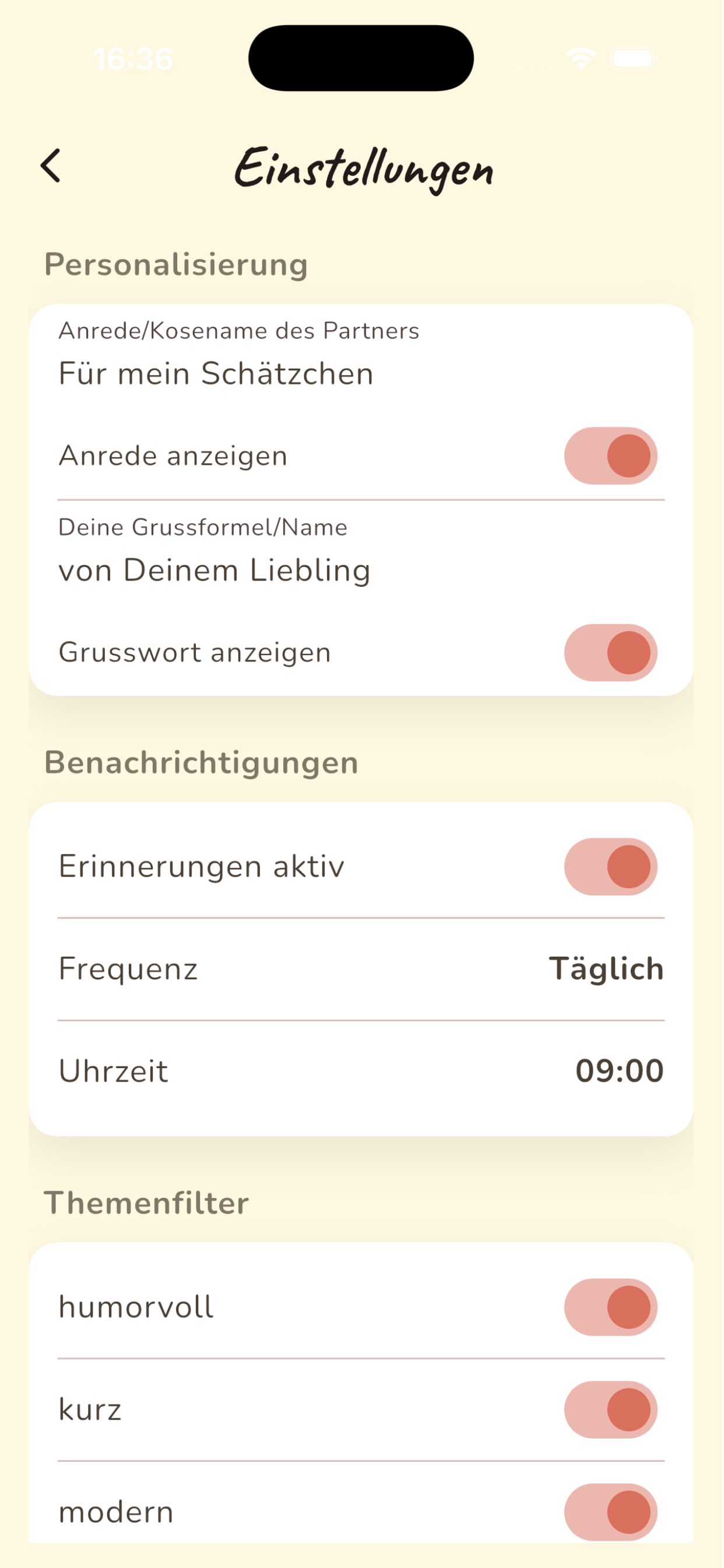 Daily Love App - Personalisiert mit euren Namen